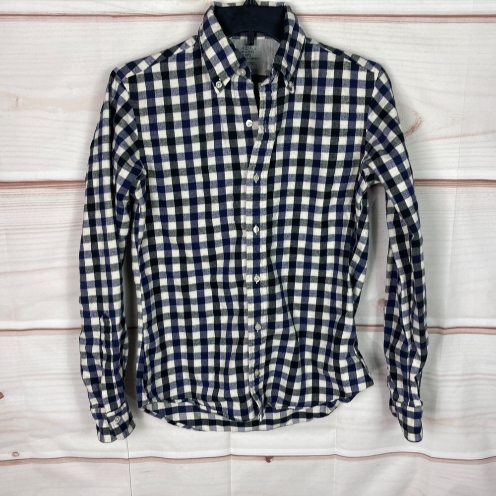 Ships Shirt Mens S Blue Plaid Button Down Flannel Airy Long Sleeve Collar Cotton